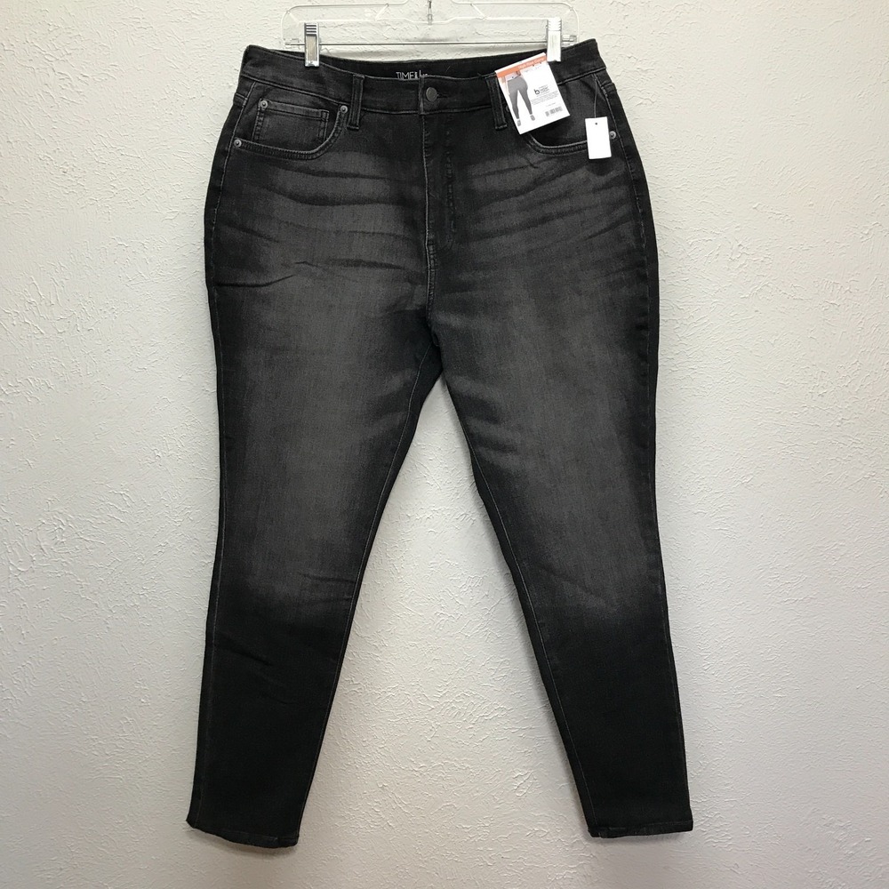 Time and Tru High Rise Curvy Jeans Womens 16 Skinny Black Stretch Denim